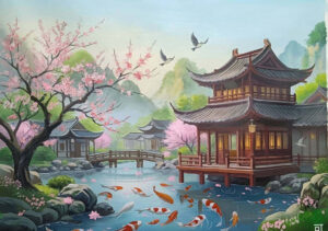 Classical Chinese Garden Oil Painting 中华古典园林油画